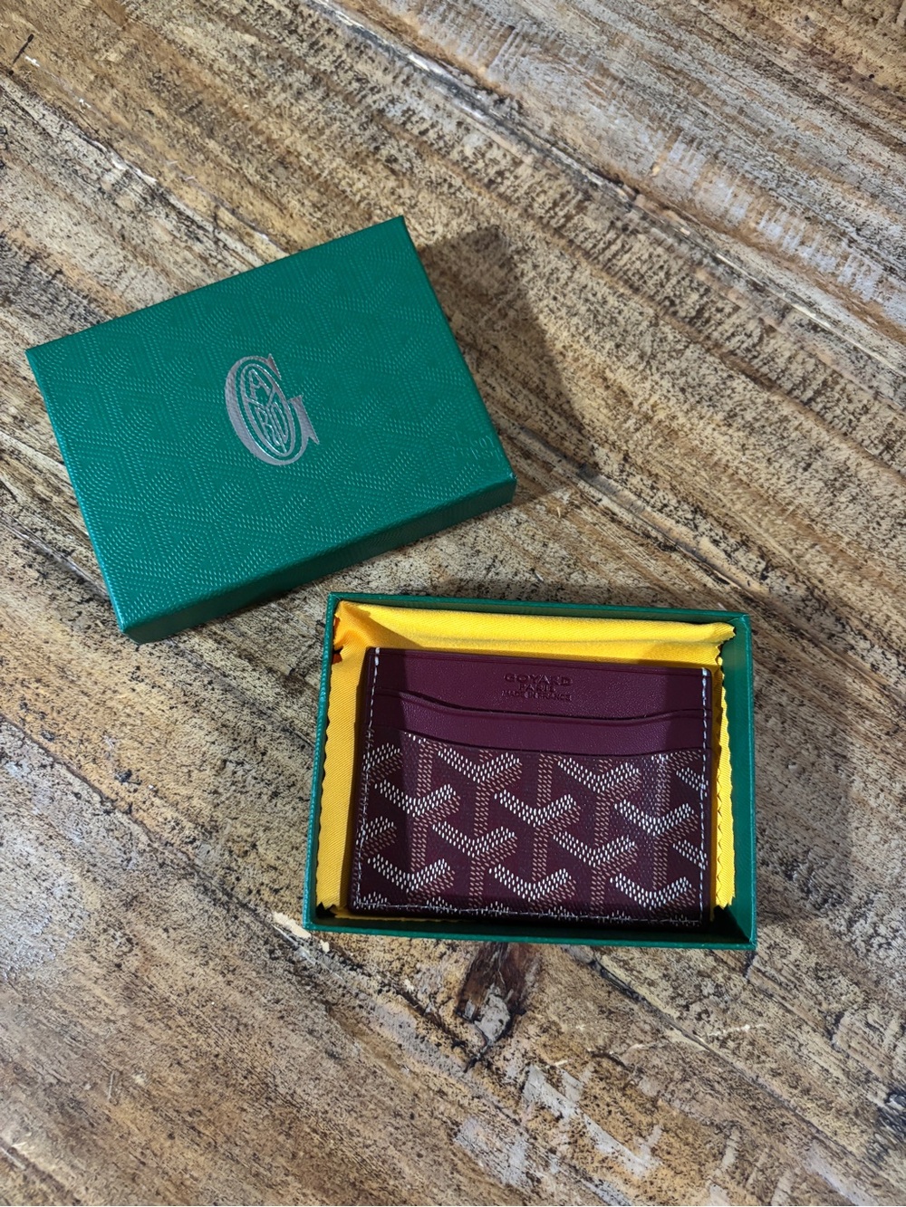 Goyard Maroon & Yellow Leather Card Case